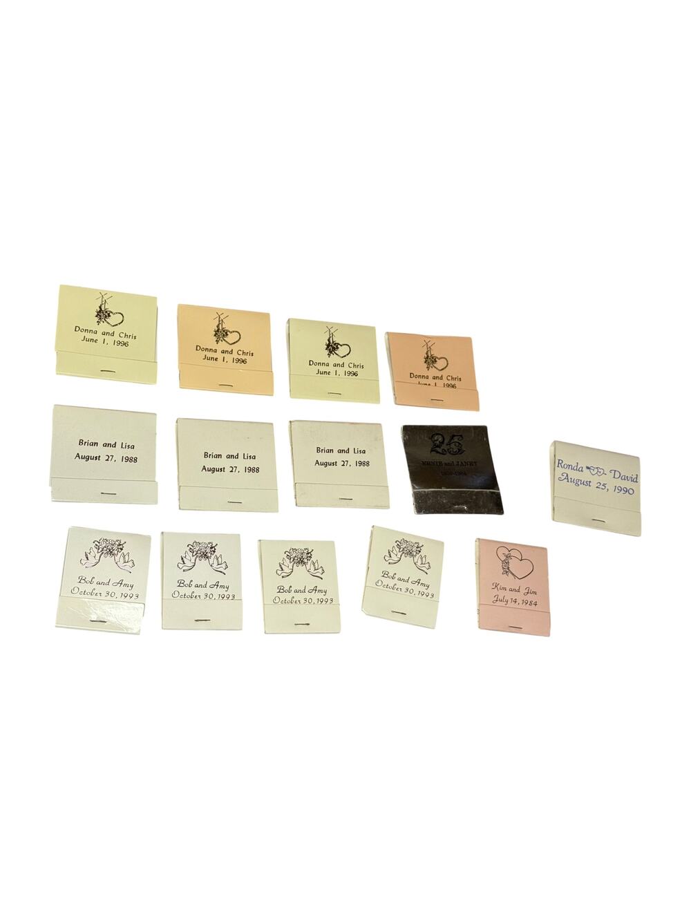 Vintage Wedding Matchbook Lot 14 Phillumeny 1984-1996 Souvenir